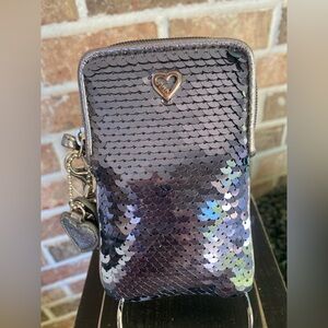 Coach Iridescent Blue Sequin Heart Pouch